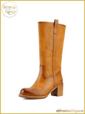 Women's Knee High Boots Round Toe Chunky Block Low Heel Pull On Tall Boots